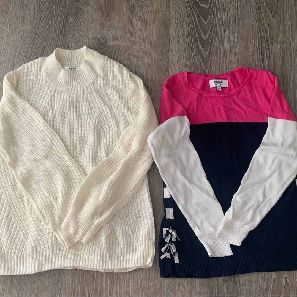 Pink/Navy by Crown & Ivy and Cream Sweater by Old Navy